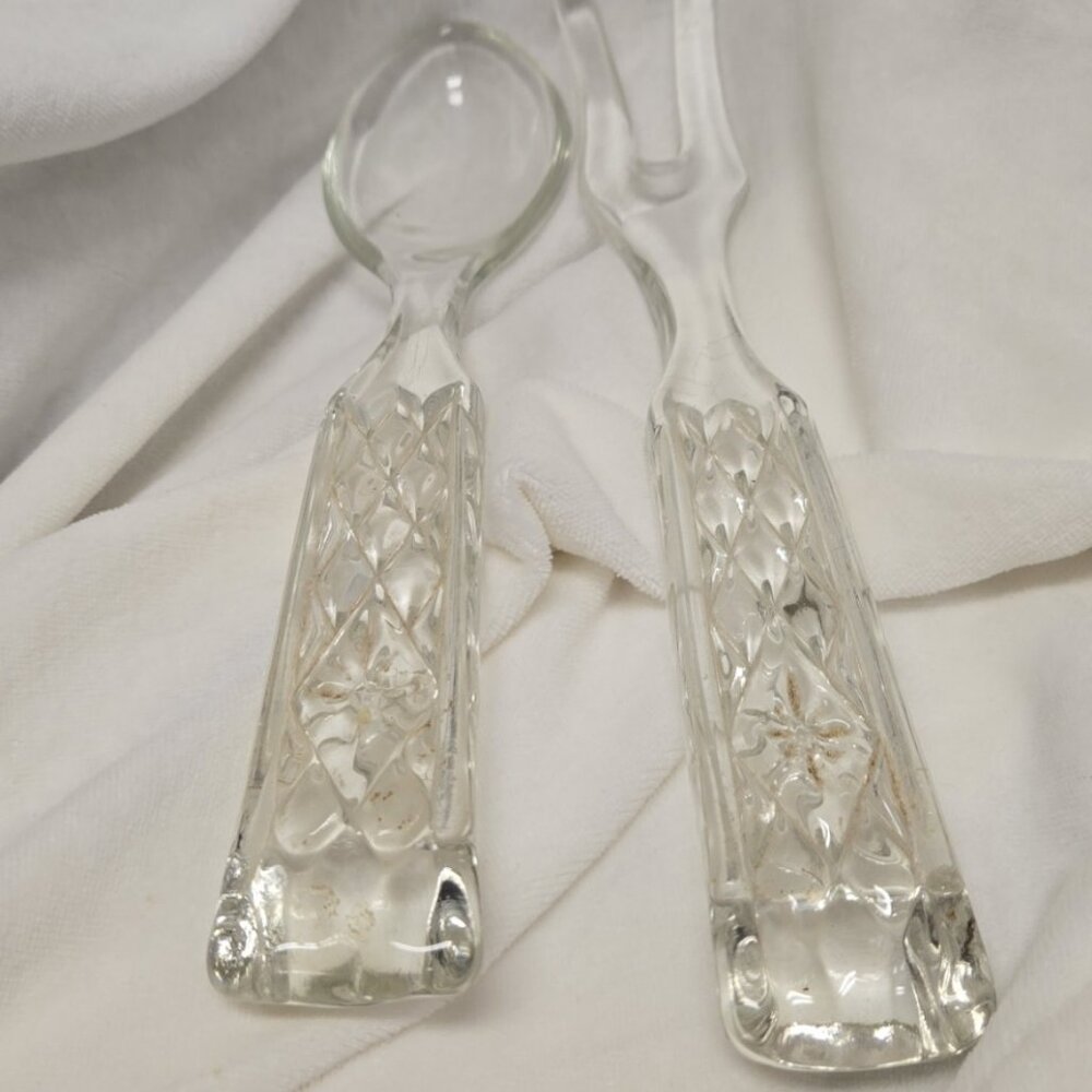 Anchor Hocking Vintage Wexford Salad Fork and Spoon Serving set